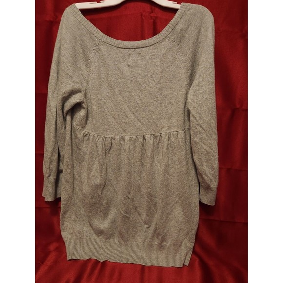 DUO MATERNITY Size Medium Gray Long Sleeve Sweater Tunic Rayon Cotton Knit Rib - Picture 4 of 8